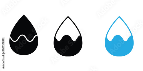 Stylized tooth icons black inverted and blue variations