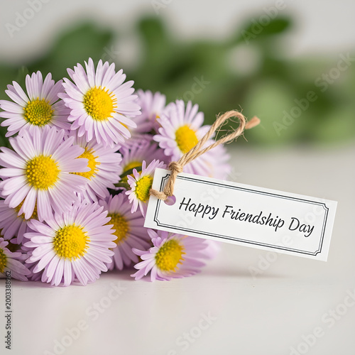 Happy friendship day beautiful daisies with a celebration tag perfect gift idea