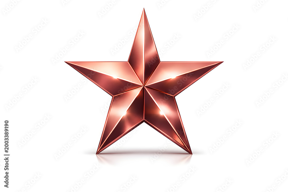 Fototapeta premium shiny copper star on white background