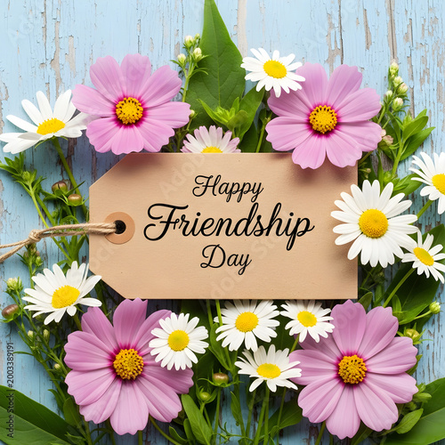 Happy friendship day beautiful flowers and a heartfelt greeting for cherished friends