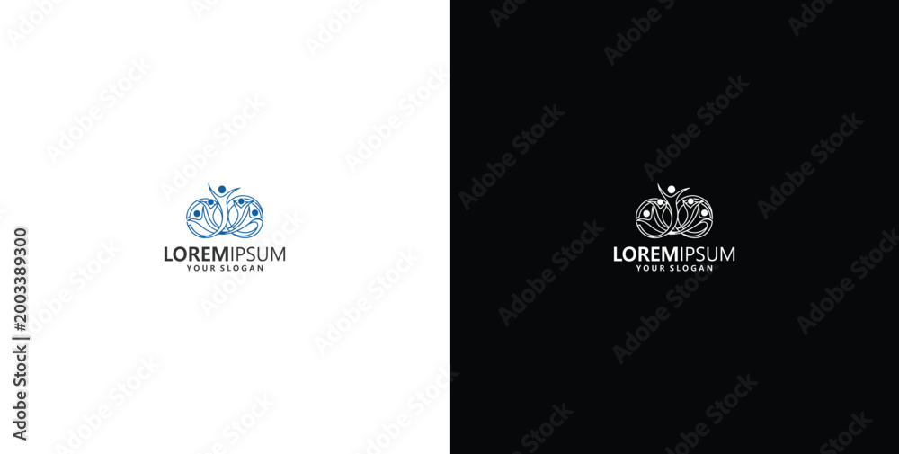Fototapeta premium Elegant peacock logo design with customizable text placeholders for branding and identity