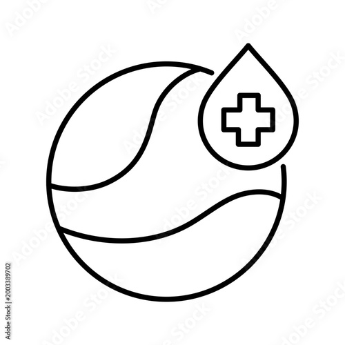 Blood donation icon. Healthcare and blood donation line symbol. Black and white.