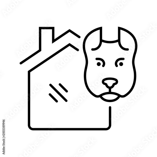 Guard dog icon. Security and home security line symbol. Black and white.