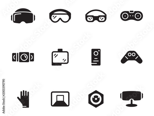 Virtual Reality and Augmented Reality Device Icons - VR Goggles and AR Tech