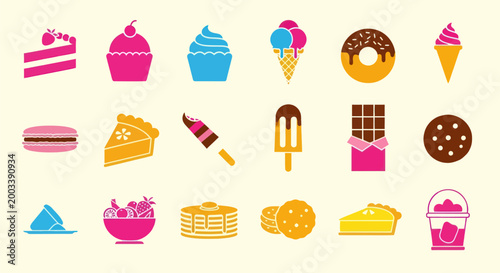 Colorful dessert icons for design