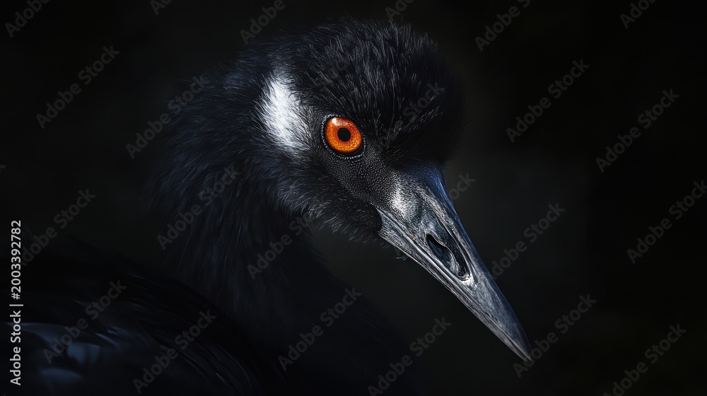 Fototapeta premium Close-up portrait of a black crane (1)