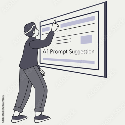 Man interacting with large ai prompt suggestion screen large screen