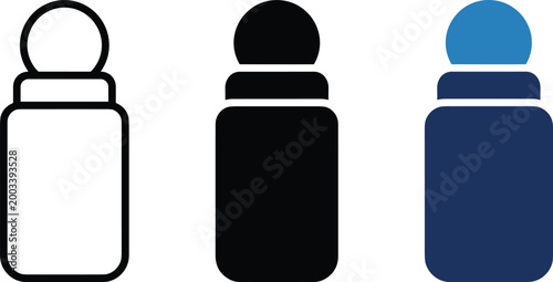 Fotografie Roll on deodorant vector icon variants in black and blue flat style, editable pe