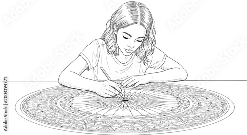 Woman Drawing Mandala 