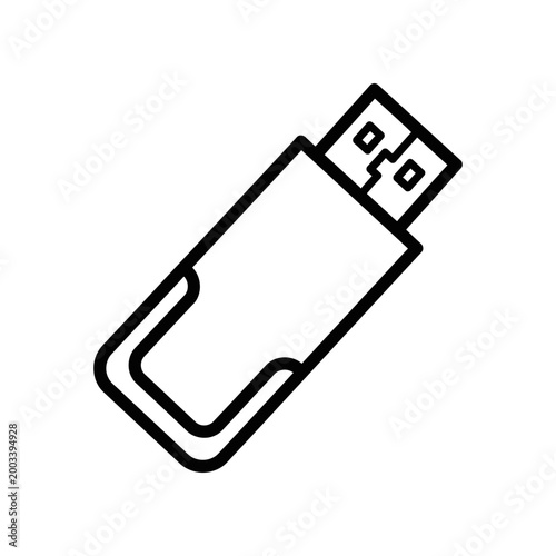 Minimalist USB flash drive icon isolated on white background vector