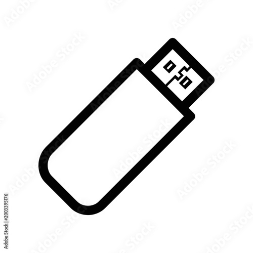 Black USB flash drive icon isolated on white background vector illustration