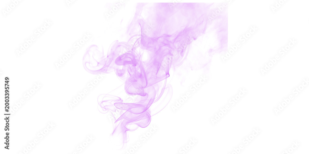 Obraz premium Purple abstract smoke swirls on black background with ethereal misty texture and mystical fluid vapor clouds in dark space