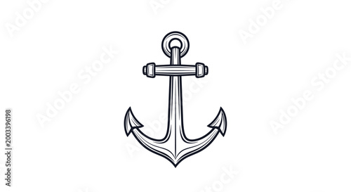 Hand drawn nautical anchor sketch in a vintage style with detailed lines and shading for sea lovers and maritime themed designs.