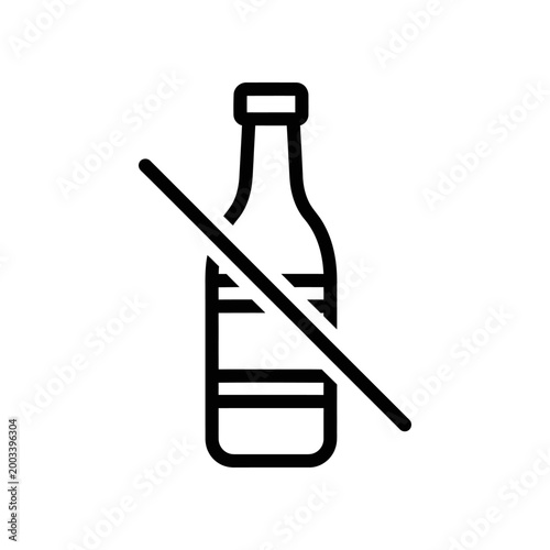 Tableau sur toile No alcohol symbol bottle with crossed line minimalist black and white design