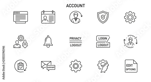 Collection of Account Related Icons and Symbols.