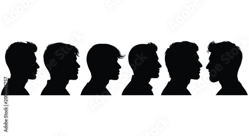Fotografija row of male head silhouettes silhouette high quality professional detailed moder
