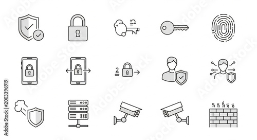 Security Icons Collection Digital Protection Symbols.