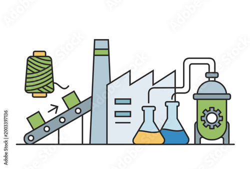 Sustainable textile recycling plant processing old clothes and yarn with chemicals