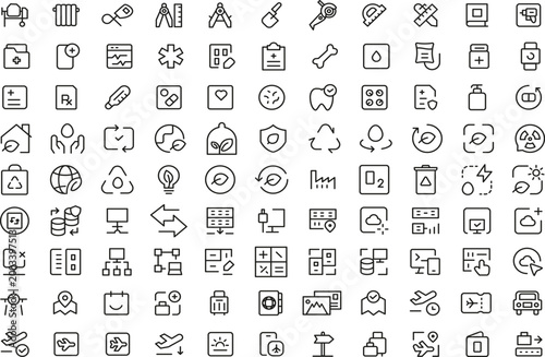 Medical and health icons clean line art symbols for healthcare apps and websites