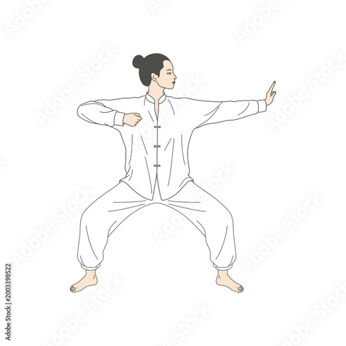 Baduanjin qigong pose Draw the Bow to Shoot the Arrow
