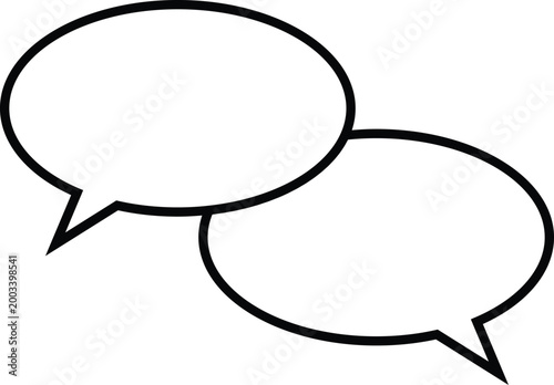 Double chat bubble icon representing conversation communication dialog messaging and social interaction UI element isolated on transparent background۔