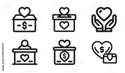 Black line of charity and donation concepts line black 1