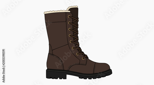 A stylish and rugged winter boot. This illustration captures the essential elements of this winter footwear.