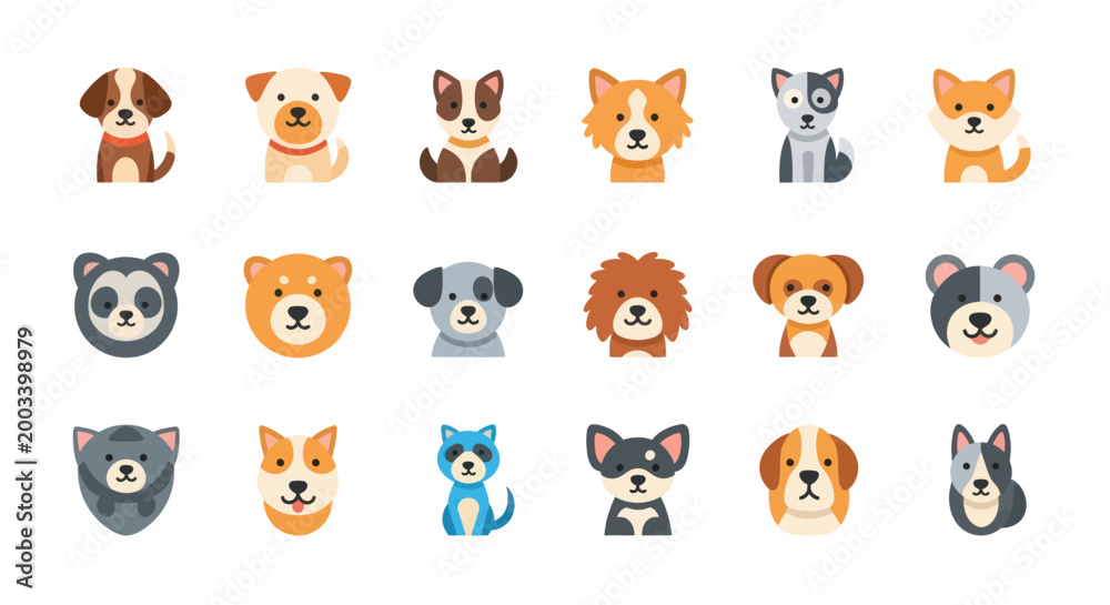 Fototapeta premium Dog breed illustrations collection