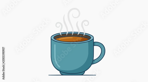 A steaming cup of coffee invites with its inviting aroma, illustrated to capture the simple joy of a hot beverage, perfect for cozy moments.