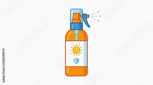 A refreshing illustration of sunscreen spray bottle, embodying the essence of sun protection and skincare during the vibrant summer season.