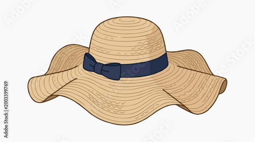 A stylish straw hat with a broad brim and dark ribbon, perfect for sun protection and a touch of elegance. 