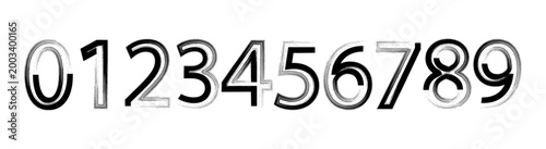 Fotografie Number 1, 2, 3,  4, 5, 6, 7, 8, 9, 0 handwritten lettering modern brush calligraphy