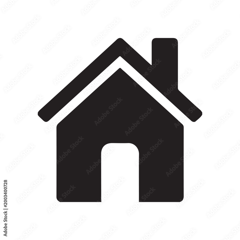 Fototapeta premium Black house with white outline and background home