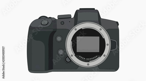 A sleek, modern digital camera, ready to capture stunning moments. The image focuses on the camera's front, showcasing its lens mount and ergonomic design.