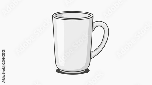 A minimalist illustration of a plain ceramic mug. The simple design and monochromatic tones make this mug a versatile element for various design applications. 