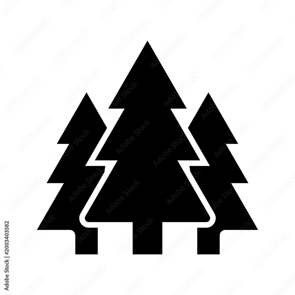 Obraz premium Pine forest icon. Nature and forest filled symbol. Black and white.
