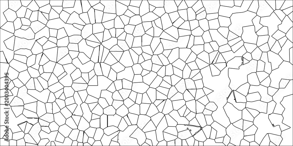 Obraz premium Abstract geometric cell structure vector graphic with irregular black outlines on a white background, suitable for science and design projects