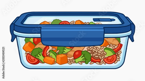 A vibrant and appetizing lunchbox filled with a colorful array of fresh, healthy ingredients. This image evokes feelings of wellness, balance, and a commitment to nutritious eating. 