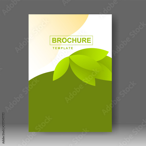Business cover book leaf green modern design. for Annual report, Brochure template, magazine, poster. Vector illustration