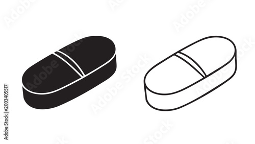 Medical pill medication icon in two styles