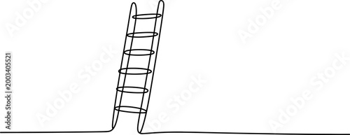 Continuous single line drawing of a simple wooden ladder
