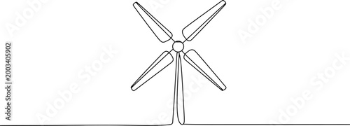 Continuous single line drawing of a wind turbine power generator