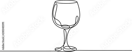 Continuous single line drawing of a wine glass