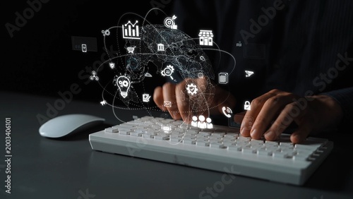 Obraz na płótnie Global digital marketing strategy across communication platforms