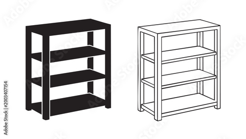 Modern wooden storage shelf unit vector
