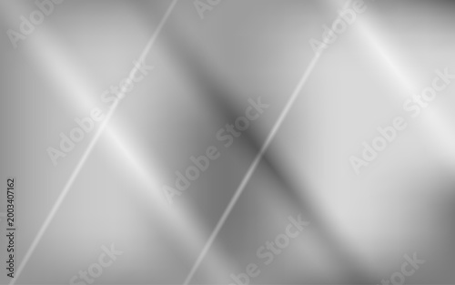 Silver metallic texture background. Realistic vector illustration of shiny brushed aluminum or steel surface with elegant light reflections and diagonal glossy highlights.
