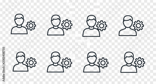 User profile icons with gear settings symbol set.