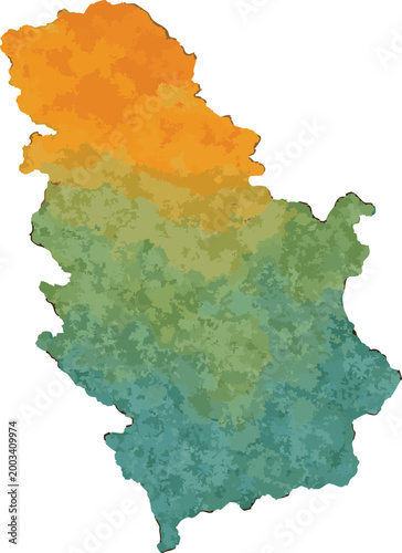 Vector watercolor illustration of map of  Vector watercolor illustration of map of  Servbia