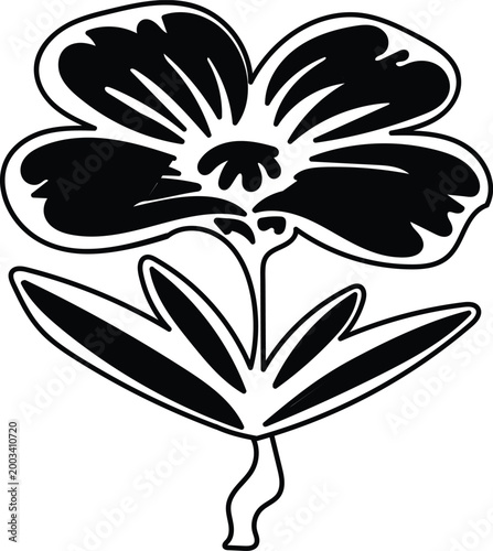 Minimalist Flower Line Art Vector, Hand Drawn Floral Outline Illustration