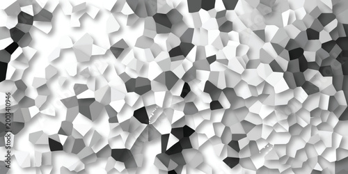 Tableau sur toile Abstract geometric mosaic pattern with grayscale polygons and subtle shadow effe